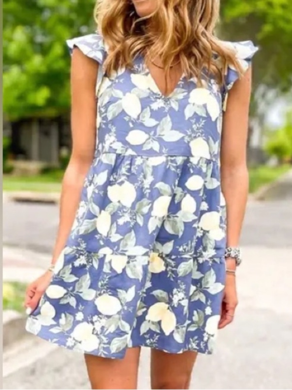Abercrombie & Fitch Blue and Yellow Floral Mini Dress